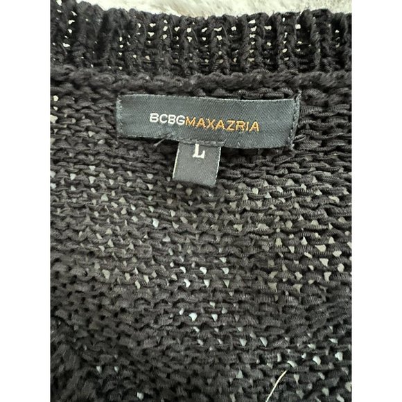 BCBG Max Azria Cardigan Long Line Black Button Up Loose Knit Large Light… - Picture 5 of 7